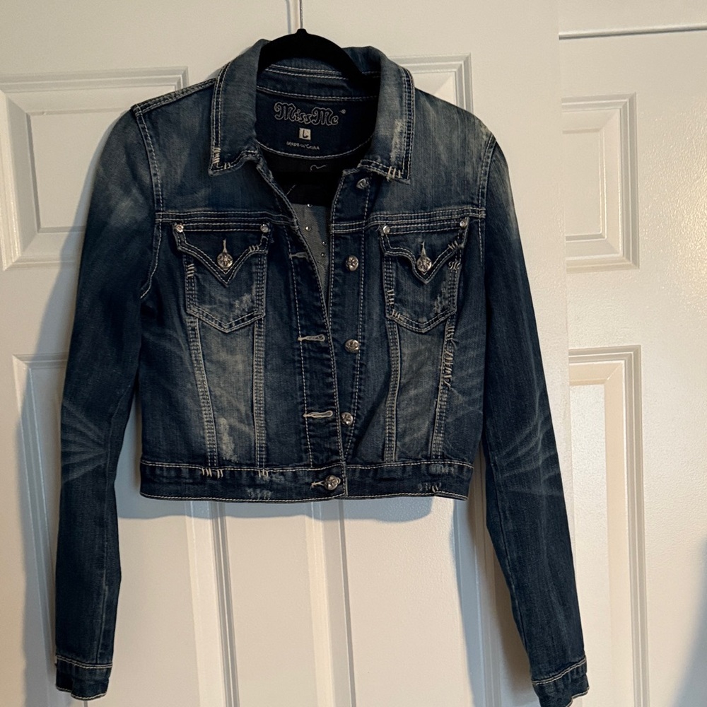 Miss Me Dark Blue Jean Jacket